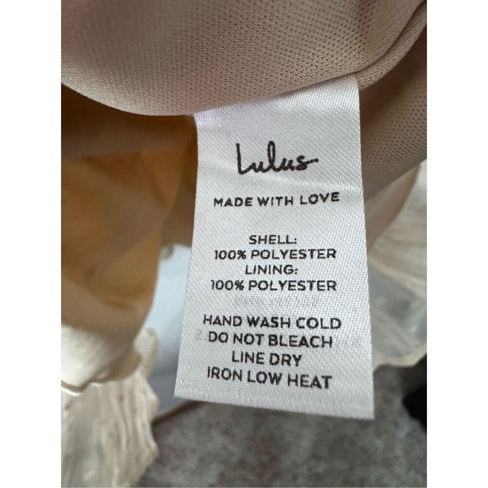 NWT lulu’s No Ordinary Love Cream Flowy Dot Long Sleeve Mini Dress Size Large - Picture 9 of 11